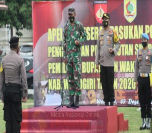 Dandim Wonogiri Pimpin Apel Gelar Pasukan Dalam Rangka Pelaksanaan Pengamanan Pilkada