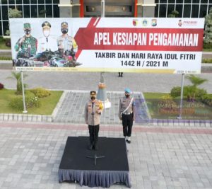 Apel Siaga Sambut Idul Fitri 1442 H, Kapolres Gresik : Nekat Takbir Keliling akan Berlebaran di Kantor Polisi