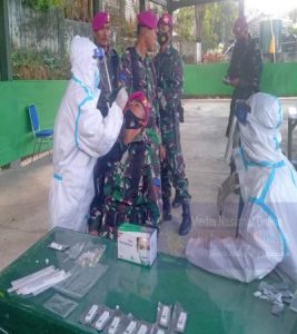 Prajurit Yonif 1 Marinir, Ikuti Swab Antigen di Makodim 0828 Sampang Madura