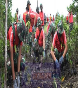 Prajurit Manggala Bhakti Yudha Pasmar 3,Laksanakan Serbuan Tanam 1000 Mangrove