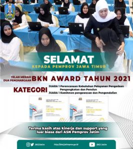 Jatim Borong 2 Penghargaan BKN Award 2021