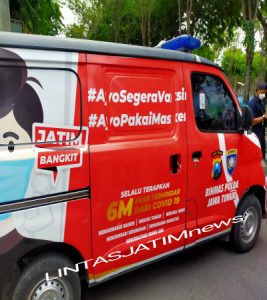 Mobil Vaksin Presisi Polres Sampang, Siap Melayani Vaksinasi Covid-19 Masyarakat Kota Sampai Pelosok Desa