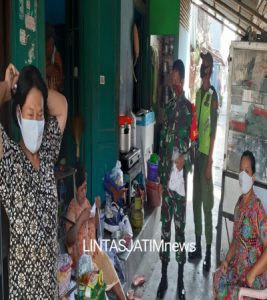 Cegah Covid-19, Babinsa Bumi Bersama Linmas Bagikan Masker Dan Laksanakan Penyemprotan Disinfektan