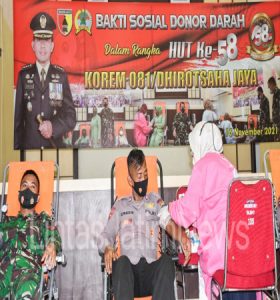 Lima Puluh Delapan Tahun Mengabdi Untuk Negeri, Korem 081/DSJ Gelar Aksi Kemanusiaan