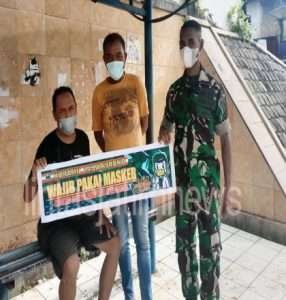 Hari Libur, Anggota Koramil Gelar Gakplin Prokes Covid 19 Dan Bagikan Masker Gratis