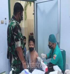 Anak-Anak Prajurit Kodim 0728/Wonogiri Mendapat Vaksinasi Covid-19