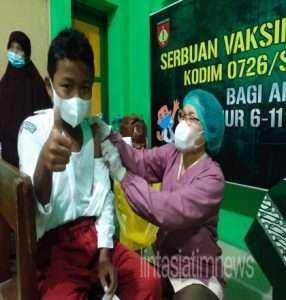 Kodim 0726/Sukoharjo serbuan vaksinasi covid 19 untuk Anak di 4 Tempat