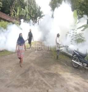 DBD Mengancam, Babinsa Senggrong Dampingi Petugas Puskesmas Andong Laksanakan Fogging