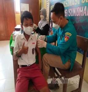 Kodim Sukoharjo gelar Vaksinasi dosis ke 2 untuk anak usia 6 SD 8 Tahun
