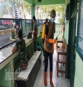 Cegah Omicron, Kodim 0801 Pacitan Lakukan Penyemprotan Disinfektan