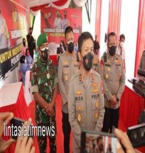 Kapolda Jatim Mengecek Vaksinasi Serentak di Kabupaten Sidoarjo