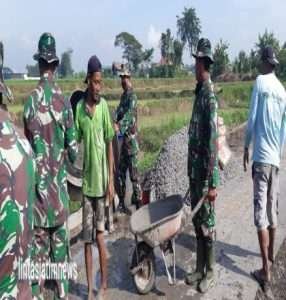 Koramil Selo Bersama Warga Laksanakan Pembangunan Talud