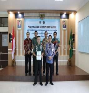 Delapan Bidang Asset TNI AD di Pacitan Berhasil di Sertifikasikan Dandim 0801 Pacitan