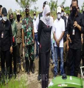 Dandim ngawi Bersama Forkopimda Dampingi Gubernur Jatim Dalam Giat Gerakan Percepatan Tanam Padi
