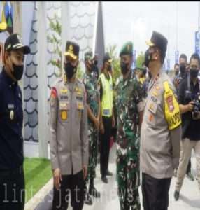 Dandim Ngawi Dampingi Danrem 081 Sambut Irwasum Polri di Rest Area 575 A Ngawi