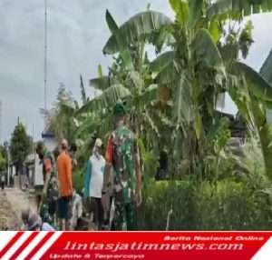 Koramil 0805/12 Mantingan Bersama Masyarakat Kerja Bakti Melaksanakan Pavingisasi Jalan