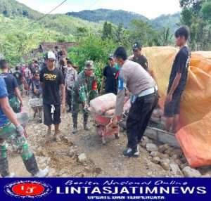 Sinergitas  TNI Polri Terus terbina, Termasuk di Lokasi TMMD ke 113 Kodim 0802/Ponorogo