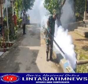Antisipasi DBD Babinsa Koramil 0801/01 Pacitan Laksanakan Fogging