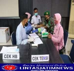 Sambut HUT Bhayangkara Ke 76, Kodim 0805/Ngawi Antusias Ikut Donor Darah