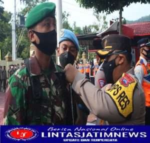 Dandim Dan Anggota Kodim 0728/Wonogiri Ikuti Apel Gelar Pasukan Operasi Patuh Candi 2022 Polres Wonogiri