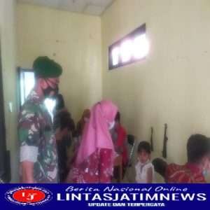 Babinsa Posramil Kasreman Aktif Lakukan Pendampingan Vaksinasi Di Wilayah Binaannya