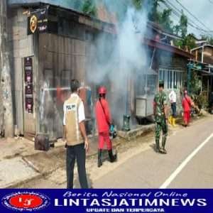 Cegah Penyebaran DBD, Babinsa Koramil 0801/05  Nawangan Dampingi  Pengasapan Dan Fogging