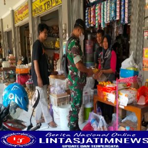 Pasar Tanjung Jadi Sasaran Pengecekan Harga Minyak Goreng Oleh Koramil 02/Nguter