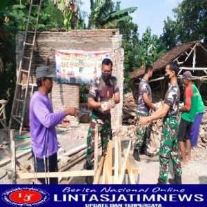 Kodim 0726/Sukoharjo Bantu Rehap Rumah Sugimin Di Kemasan Polokarto