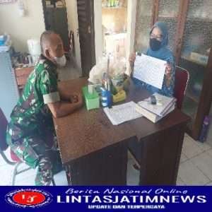 Peduli Stunting di Wilayah Binaannya, Batuud Koramil 03/ Serengan Sambangi  PLKB