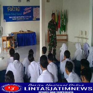 Peserta Fortasi SMKM 13 Tikung Mendapat Materi Wasbang dan PBB dari Koramil