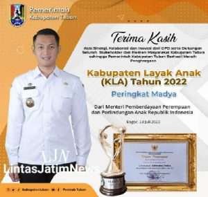 Tuban Kembali Raih Penghargaan Kabupaten Layak Anak Tahun 2022 Kategori Madya