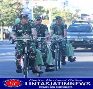 Naik Ontel, Danrem Kolonel Deni dan Ketua Persit Koorcab Rem 081 Kunker di Kodim 0803/Madiun