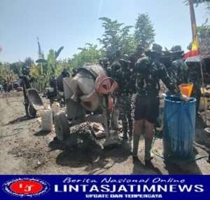 Bermandikan Panas Saat Betonisasi Jalan