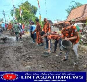 Satgas TMMD  Kedatangan Pemuda Pancasila di Lokasi Pengecoran