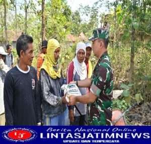 Dandim 0726/Sukoharjo Tinjau Sasaran Fisik dan Non Fisik TMMD di Desa Jangglengan berikan batuan Beras dan Susu