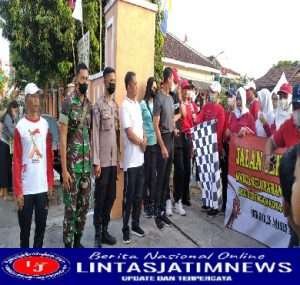 Jalan Sehat Memperingari HUT RI ke-77 di Kawal Babinsan dan Bhabinkamtibmas Joyotakan