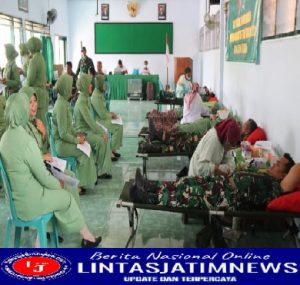 Sambut HUT TNI,Kodim Ngawi Gelar Baksos Donor Darah