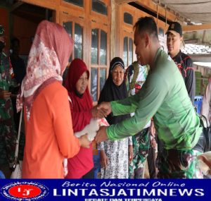 Sambut HUT TNI Yang Ke 77, Kodim Ngawi Gelar Baksos Pembagian Sembako