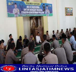 Polres Gresik Gelar Doa Bersama Untuk Korban Tragedi Kanjuruhan di Masjid Al Azis