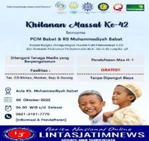Peringati Maulid Nabi Muhammad SAW, PCM Babat Selenggarakan Khitanan Gratis, Ini Fasilitasnya