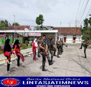 Koramil Karangjati Olahraga Bersama Siswa Siswi SMPN 1 Karangjati