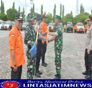 Kodim 0802/Ponorogo Ikuti Apel Gelar Pasukan Kewaspadaan dan Kesiapsiagaan Hadapi Bencana Hidrometeorologi