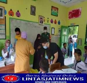 Dukung Kesehatan Anak,Babinsa Tenangkan Siswa Al Fallah