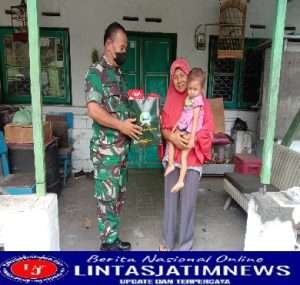 Peduli anak Stunting, Danramil 03/Serengan Berikan Makanan Penambah Gizi