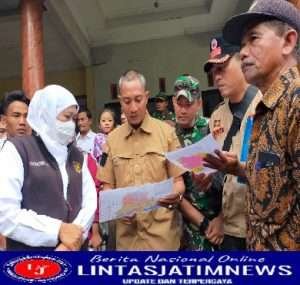 Dandim 0801/Pacitan Beserta Forkopimda Dampingi Gubernur Jatim Tinjau Lokasi Bencana Alam