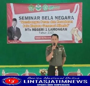 Perkuat Nasionalisme, Kepala Staf Kodim 0812 Bekali Wawasan Kebangsaan dan Bela Negara Siswa MTsN 1 Lamongan