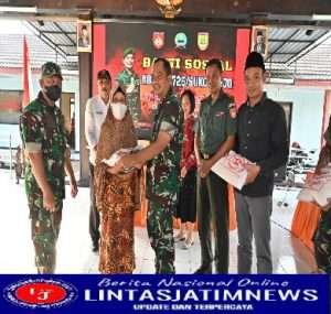 Kodim 0726/Sukoharjo Gelar Baksos bagikan Paket Beras kepada Warga tak Mampu di Desa Cemani