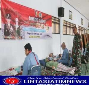 HUT Korem 081/Dsj, Kodim 0805/Ngawi Gelar Baksos Donor Darah