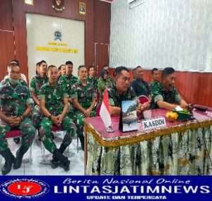 Kodim 0801/Pacitan Ikuti Kegiatan HUT Korem 081/Dsj Melalui Vidcon