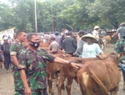 Babinsa Koramil 0805/01 Ngawi Lakukan Pengawasan Pasar Hewan Di Wilayah Binaannya